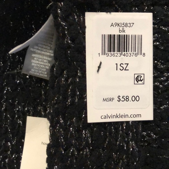 NWT Calvin Klein infinity scarf black & silver - Picture 3 of 4